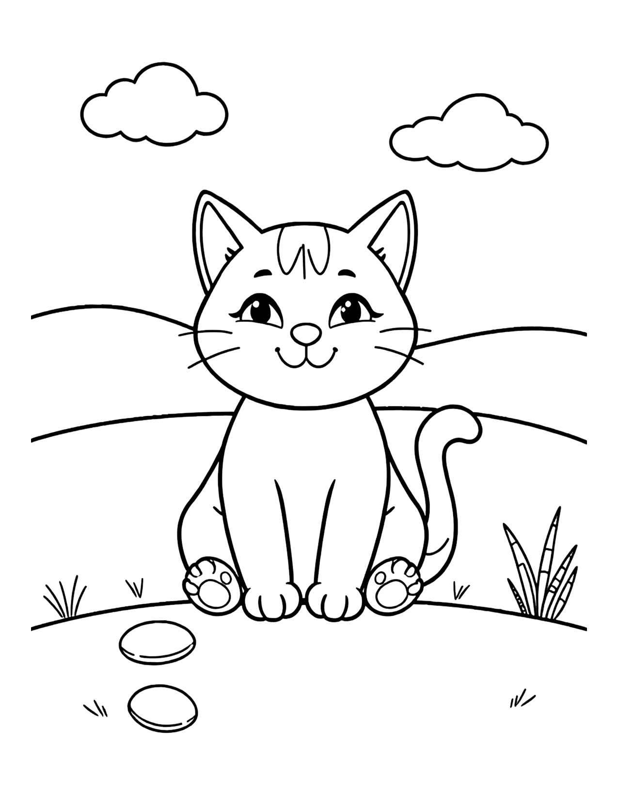 Cute Cat & Kitten coloring page preview