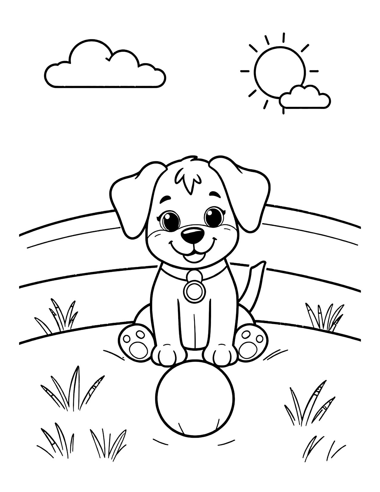 Happy Puppy Dog coloring page preview