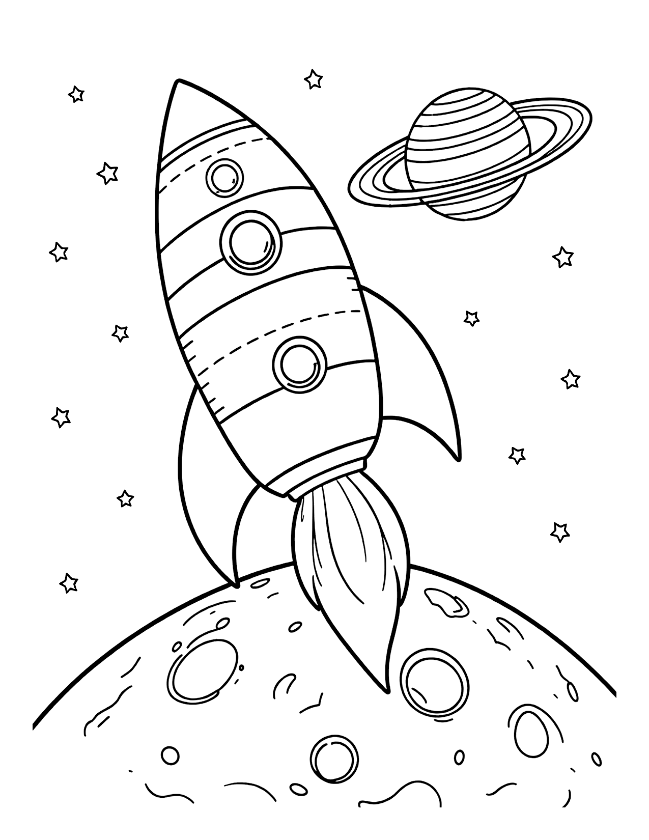 Blast-Off Rocket Ship coloring page preview